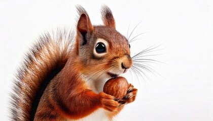 Obraz premium Adorable Red Squirrel with Hazelnut 