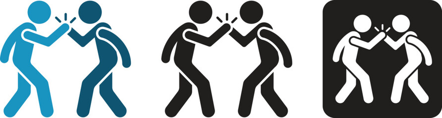 Best teamwork silhouette logo icon with high five concept of success, business and community. Vector illustration