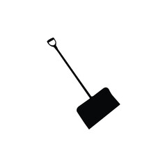 Snow shovel silhouette vector on white background.