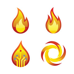 fire flaming logo icon illustration on white background 