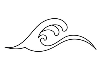 Obraz premium Continuous One-Line Drawing of a Flowing Ocean Wave - Minimalist Nature Art