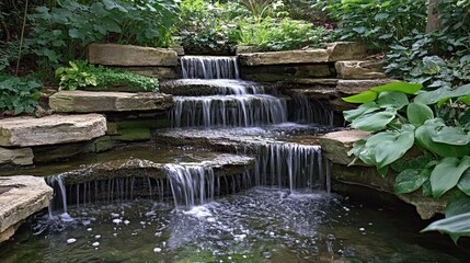 Naklejka premium Stone Waterfall Garden