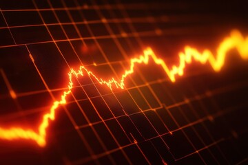 Financial graph stock market chart line graph upward trend glowing lines digital data visualization grid background