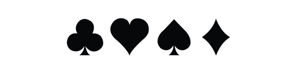 Suit deck of playing cards on white background. Vector icon set. 