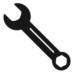 Minimalist Black Silhouette Wrench Vector Design