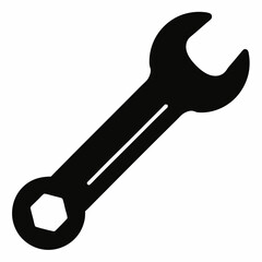 Minimalist Black Silhouette Wrench Vector Design
