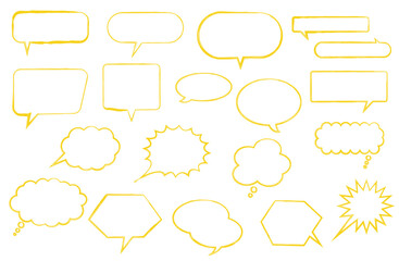 シンプルな手描きの吹き出しセット