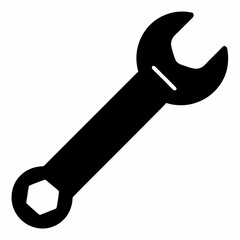 Minimalist Black Silhouette Wrench Vector Design