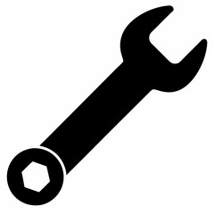 Minimalist Black Silhouette Wrench Vector Design