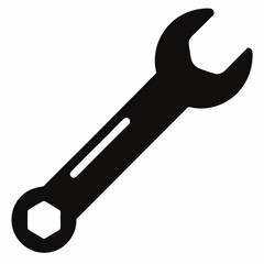 Minimalist Black Silhouette Wrench Vector Design