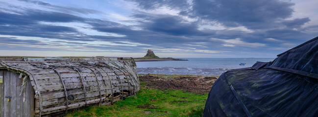 Sunset on Lindisfarne Castle on Holy Island, Northumberland