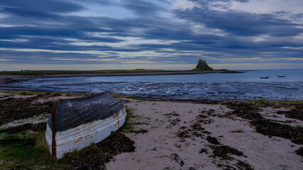 Sunset on Lindisfarne Castle on Holy Island, Northumberland