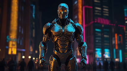 Fototapeta premium Future Hero ai Robots, background Created with Generative AI technology.