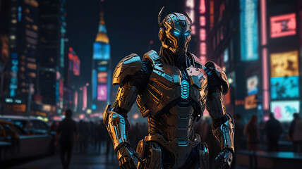 Obraz premium Future Hero ai Robots, background Created with Generative AI technology.
