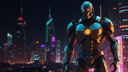 Fototapeta premium Future Hero ai Robots, background Created with Generative AI technology.