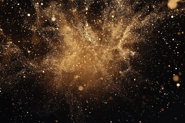 Obraz premium Abstract gold particle explosion on black background.