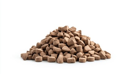 A Pile of Brown Sugar Cubes on a White Background, Perfect for Culinary, Baking, and Beverage Presentations, Showcase of Sweetness and Texture in Food Photography