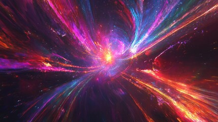 Obraz premium Abstract vibrant cosmic energy explosion.