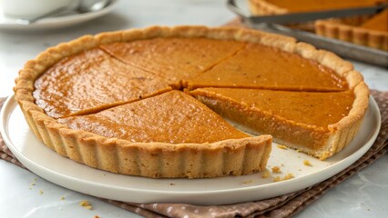 Sliced Pumpkin Pie Golden Crust, Autumnal Delight