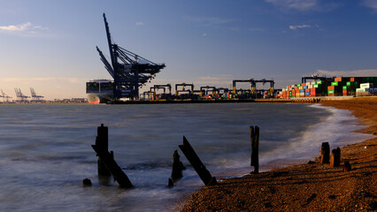 Sunset on Felixstowe Harbour, Suffolk