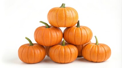 Obraz premium Pumpkin Pyramid Six Orange Pumpkins in a Triangular Composition Against a White Background