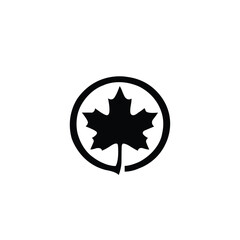 Canada maple leaf, national symbol of a canada in a circle.