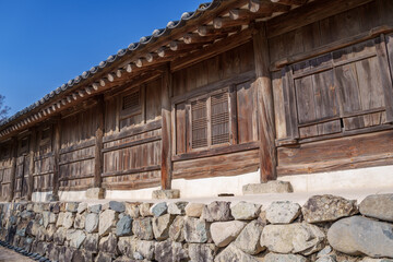 Scenery with old tile-roofed houses (Hanok) in Yangdong Village, Korea
