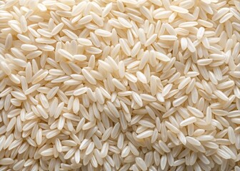 High-Resolution Panoramic White Rice Background, Close-Up Top View, Copy Space, Food Photography, Product Image
