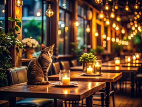 Low Light Restaurant Interior Photography: Dimly Lit Dining Ambiance, Cozy Restaurant Design, Warm Lighting, Elegant Restaurant Decor
