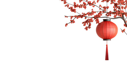 Fototapeta premium Celebrating spring festival with red lanterns and blossoming cherry trees tranquil setting cultural symbolism aesthetic beauty