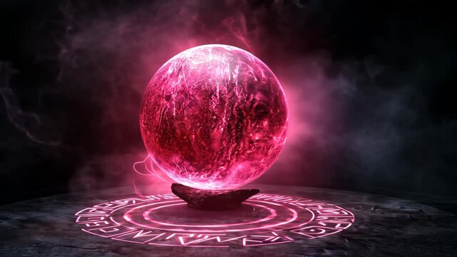 Pink energy sphere glowing on a magic circle