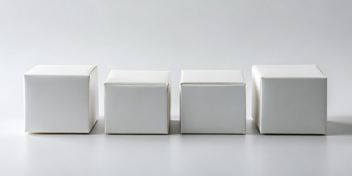 Minimalist Photography of White Plain Empty Squarish Paper Packaging Slide Boxes on Isolated Background for Clean and Modern Visuals