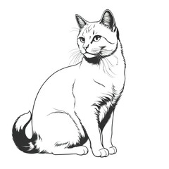 Fototapeta premium Cute cat silhouette, elegant and playful, isolated on a white background. 