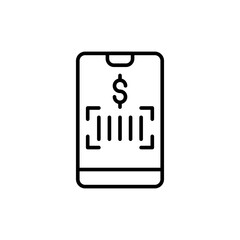 Mobile payment outline icons, minimalist vector illustration ,simple transparent graphic element .Isolated on white background