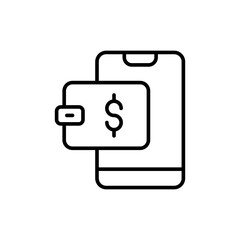 Mobile payment outline icons, minimalist vector illustration ,simple transparent graphic element .Isolated on white background