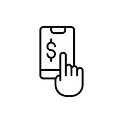 Mobile payment outline icons, minimalist vector illustration ,simple transparent graphic element .Isolated on white background