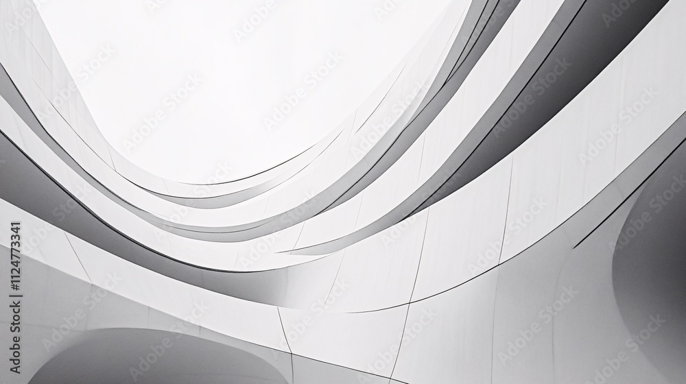 Aufkleber Modern white architecture building showing abstract curved lines