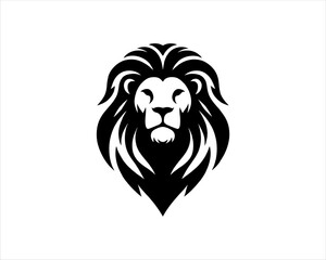 Lion Logo Design Vector Template. Lion Head Logo Icon Vector illustration. Black and white Lion head vector illustration.