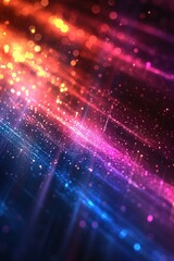 Obraz premium Vibrant colors blend in dynamic lines against a dark backdrop, showcasing an abstract representation of light and energy. The swirling patterns evoke a sense of movement and depth