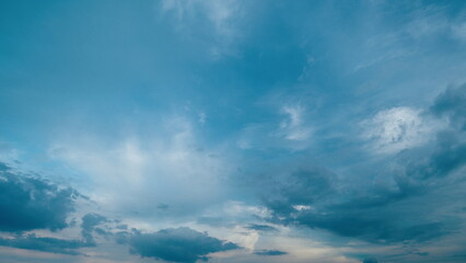 Landscape White Clouds Moving In Opposite Direction. White Clouds Nature. Heavenly Sky With Fresh Clean Air And Blue Skies. White Clouds Background.