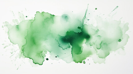 fresh green watercolor surface with splatters on white background, illustration