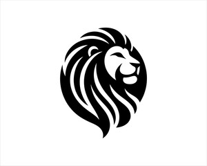 Lion Logo Design Vector Template. Lion Head Logo Icon Vector illustration. Black and white Lion head vector illustration.