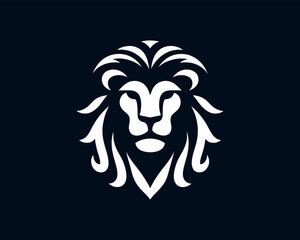 Lion Logo Design Vector Template. Lion Head Logo Icon Vector illustration. Black and white Lion head vector illustration.