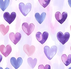 A seamless pattern with pastel lavender hearts