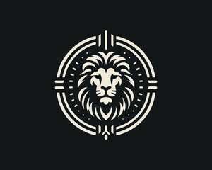 Lion Logo Design Vector Template. Lion Head Logo Icon Vector illustration. Black and white Lion head vector illustration.