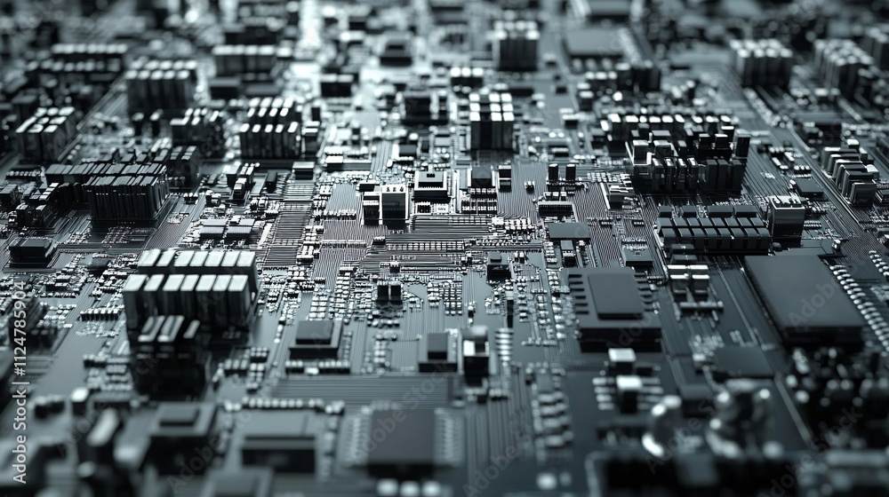 Poster Complex electronic circuit board showing modern technology and data processing power