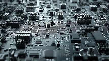 Complex electronic circuit board showing modern technology and data processing power