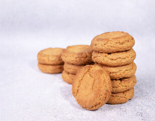 Stacks of homemade oatmeal cookies, a copy of the space