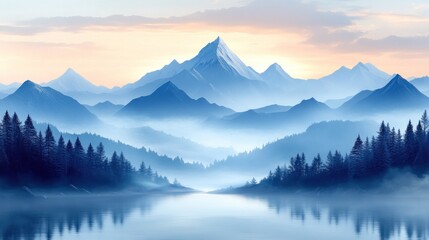 Obraz premium Serene Mountain Lake Landscape