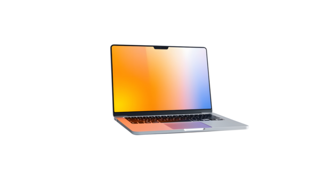 Laptop with Colorful Screen isolated on transparent background